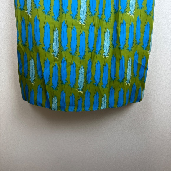 FOSSIL Green Blue Sleeveless Lightweight Feather Shift Lined Dress / Size Large - Picture 7 of 10